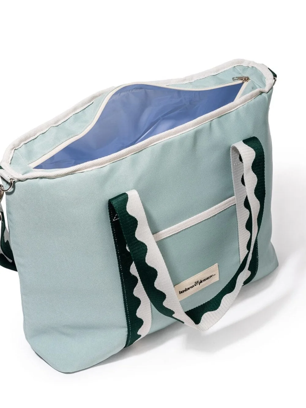Business & Pleasure Mint Green Canvas Tote with Dark Green Trim